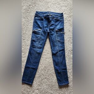 White House Black Market Jeans Womens 4 Ankle Skinny Cargo Zip Pockets Dark